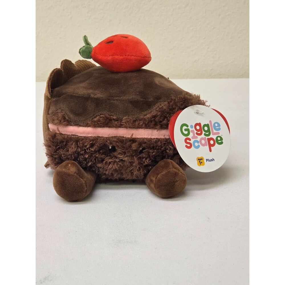 Giggle Scape Chocolate Cake Plush 5" Mini - Small Stuffed Food Toy - Brown